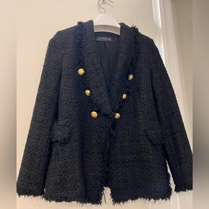 Zara black textured blazer. Size Medium but fits snug more like a size Small